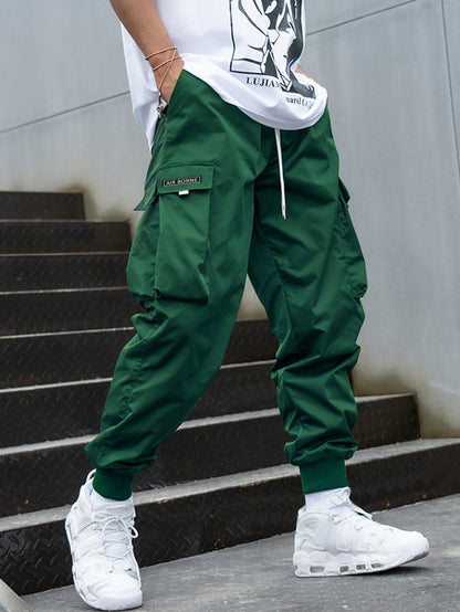 Manfinity Homme Men Letter Graphic Flap Pocket Drawstring Waist Cargo Pants