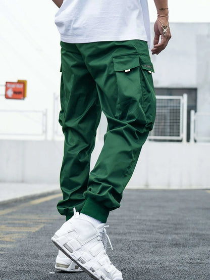 Manfinity Homme Men Letter Graphic Flap Pocket Drawstring Waist Cargo Pants